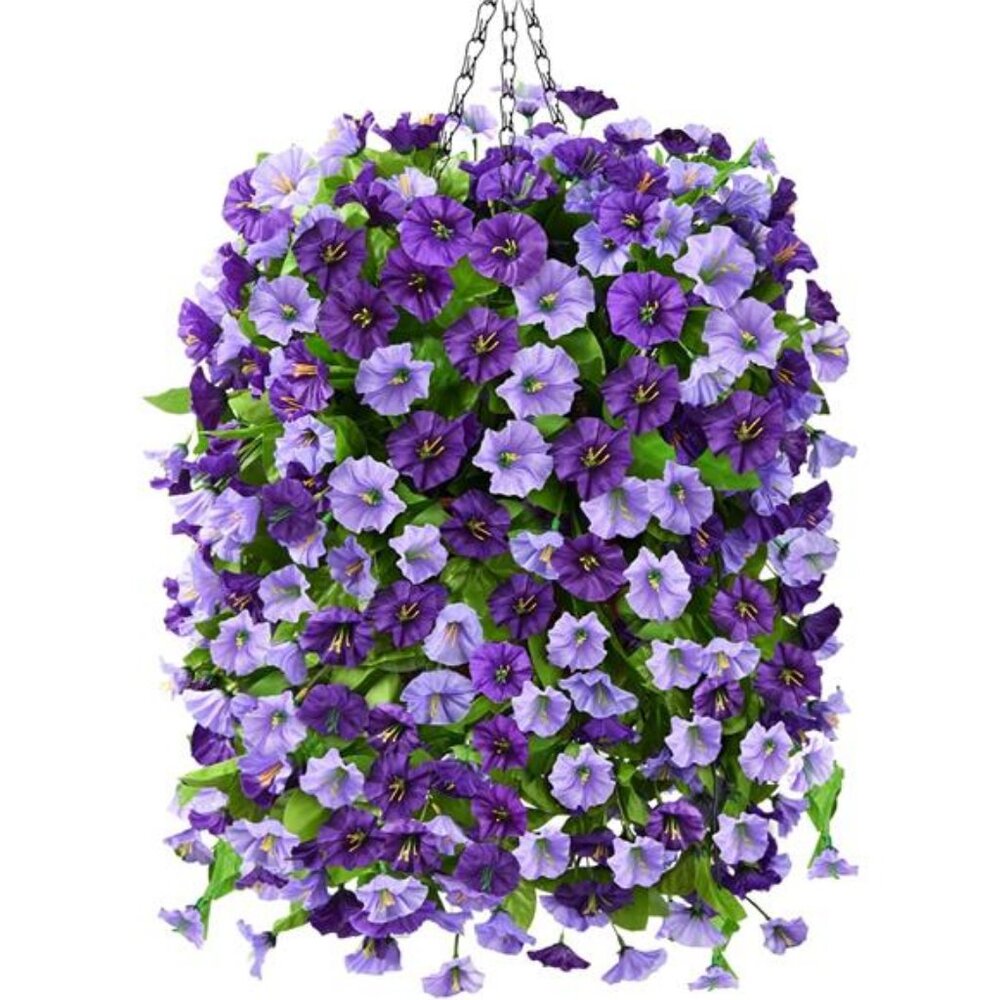 Artificial Fake Hanging Flowers Plants Baskets for Outdoor Spring Summer Decor